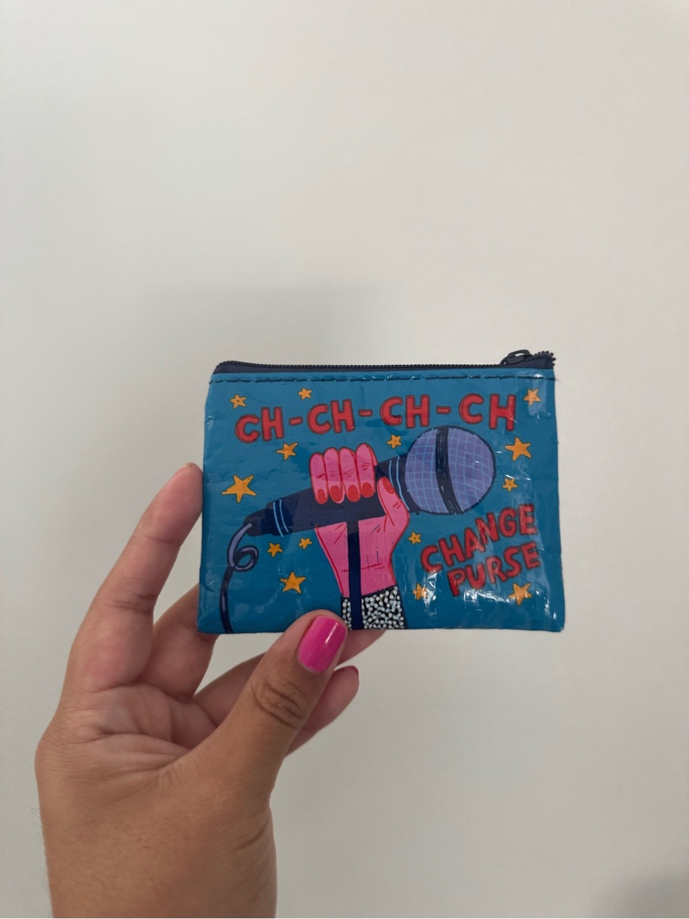 Fun Blue 'Change Purse' Coin Wallet with Microphone Design